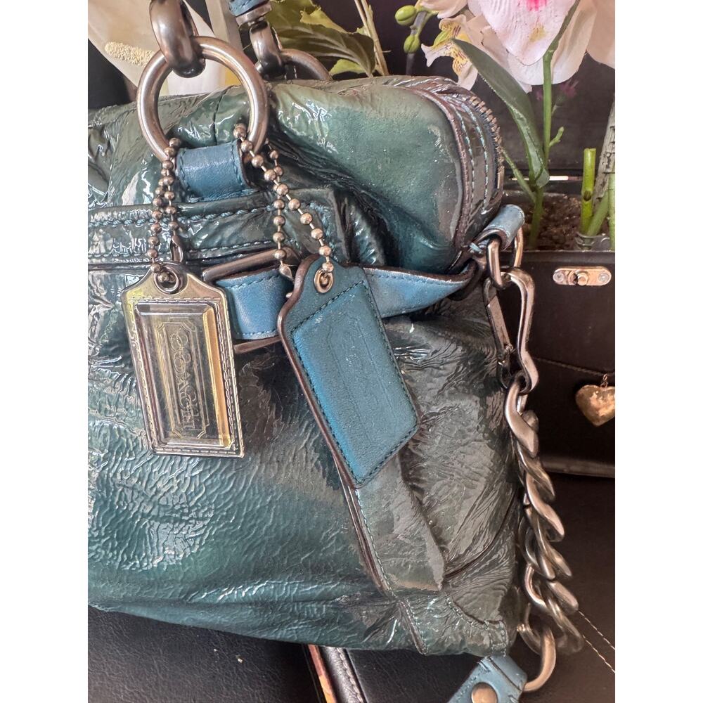 COACH FLAGSHIP Patent Leather ELLA 16394 TEAL (30000 - Picture 2 of 13